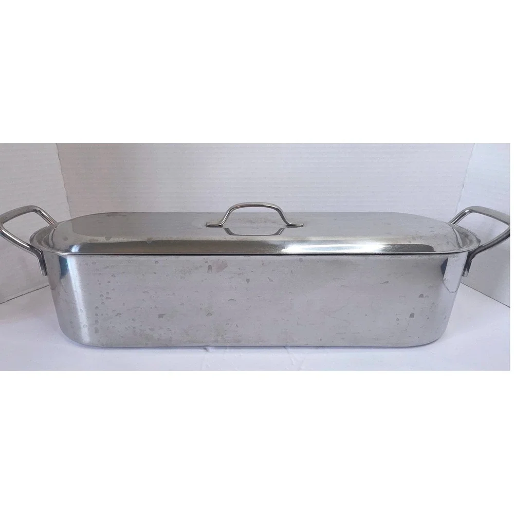 Inox Italy Stainless Steel Fish Poacher 18/10 Oval Steamer Pan with Rack 18 Inch